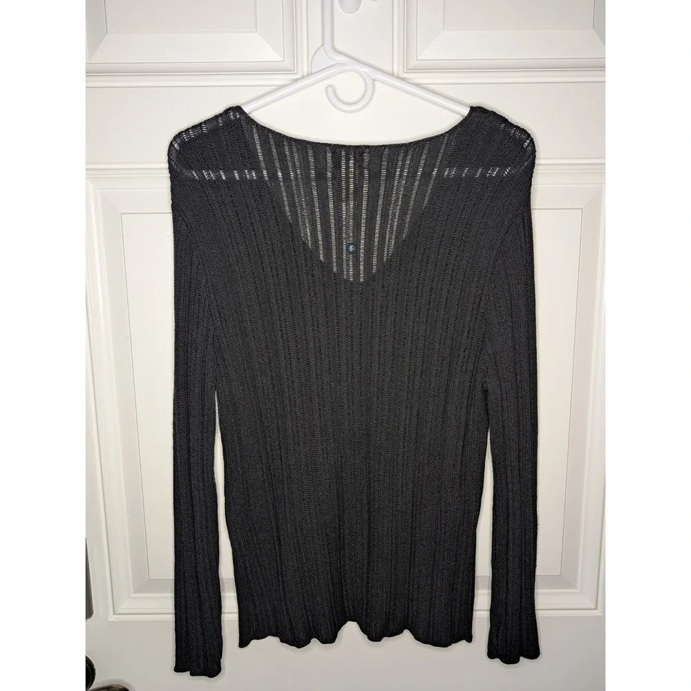 Vintage J Jill Open Knit Long Sleeve Black Sweater Women's Size Small - Picture 3 of 7